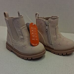 NWT Wonder Nation Light Pink Bow-Accent Chelsea Boots for Baby